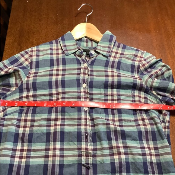 J.Crew Crinkle Cotton Plaid Popover Shirt. Size 0. Style F1271. - Picture 6 of 11